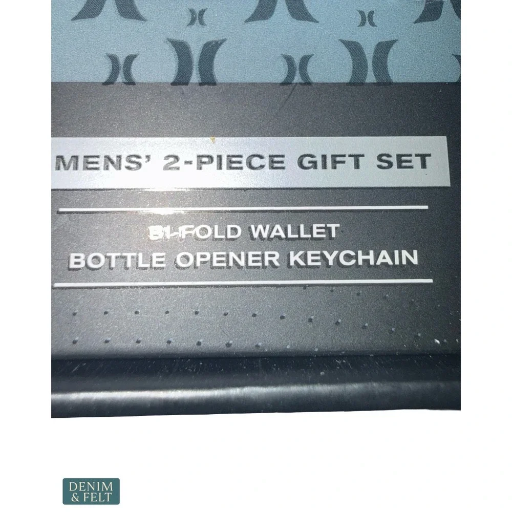 NEW Hurley RFID Bifold Wallet & Bottle Opener Keychain Gift Set Black